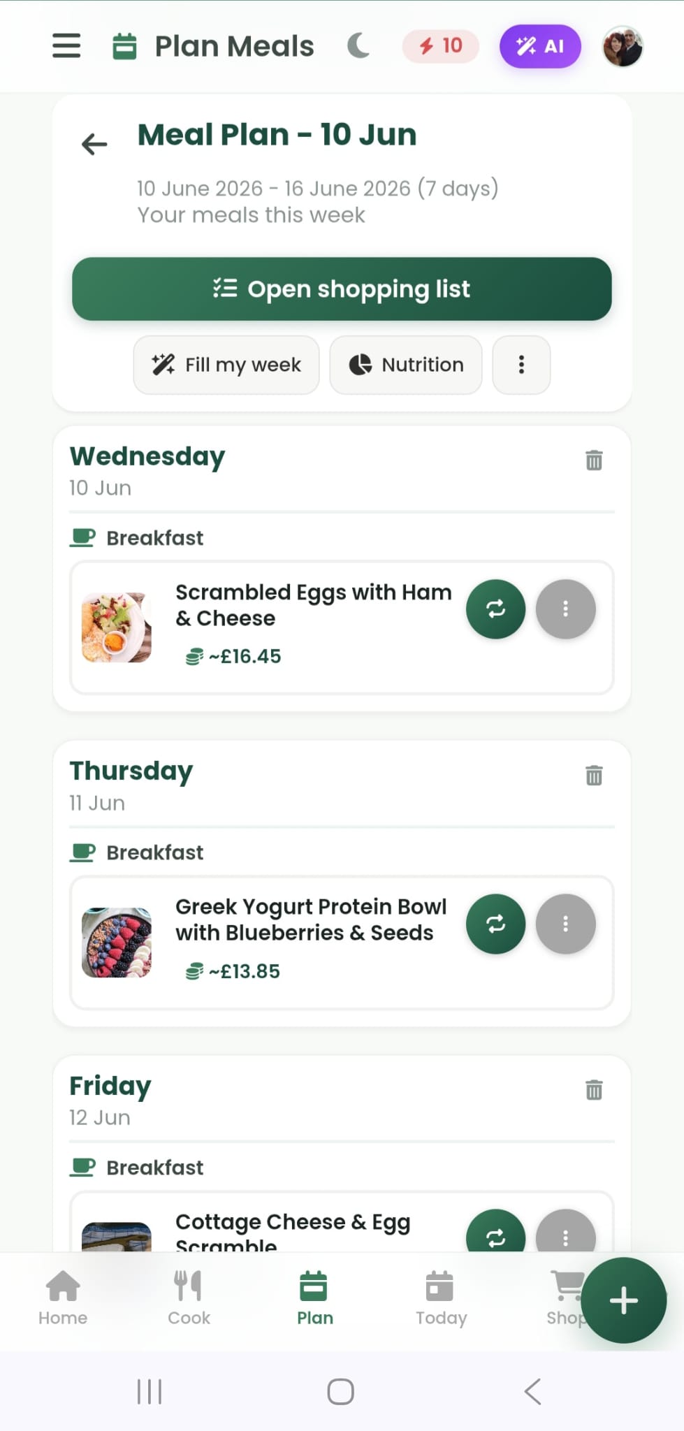 High protein breakfast meal plan